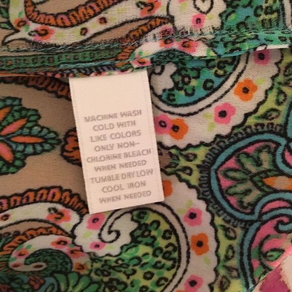 Charter Company Women’s Blouse in PL with 3/4 sleeve aqua, green, pink print - Picture 7 of 12